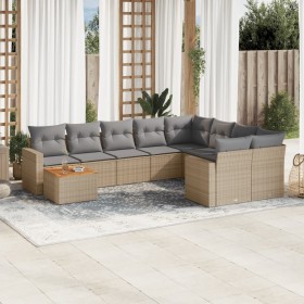 Juego de sofás jardín con cojines beige 10 pzas ratán sintético de , Conjuntos de jardín - Ref: Foro24-3256619, Precio: 671,2...
