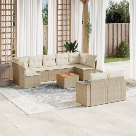 Juego de sofás jardín con cojines beige 10 pzas ratán sintético de , Conjuntos de jardín - Ref: Foro24-3256604, Precio: 723,1...