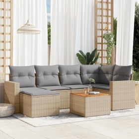Juego de sofás jardín con cojines beige mezcla 7 pzas ratán PE de , Conjuntos de jardín - Ref: Foro24-3256556, Precio: 472,96...