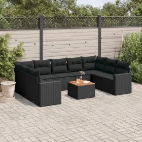 Set de sofás de jardín 10 pzas cojines ratán sintético negro de , Conjuntos de jardín - Ref: Foro24-3256594, Precio: 637,50 €...