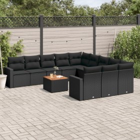 Set de sofás de jardín 12 piezas cojines ratán sintético negro de , Conjuntos de jardín - Ref: Foro24-3256678, Precio: 799,02...