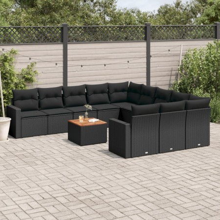 Set de sofás de jardín 12 piezas cojines ratán sintético negro de , Conjuntos de jardín - Ref: Foro24-3256678, Precio: 799,02...
