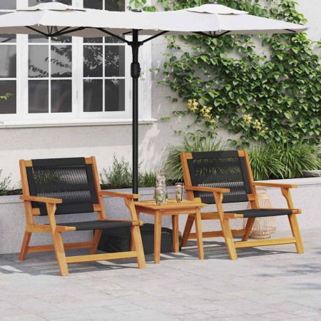Sillas de Jardín con Mesa 3 pcs Negro Madera de Acacia Sólida en Sillas de jardín | Comprar online en Foru.es