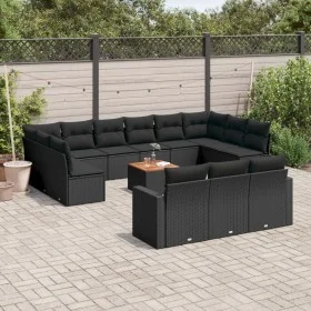 Set sofás de jardín 14 pzas con cojines ratán sintético negro by , Garden sets - Ref: Foro24-3256692, Price: 857,93 €, Discou...