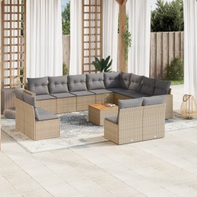 Juego de sofás jardín con cojines beige mezcla 13 pzas ratán PE de , Conjuntos de jardín - Ref: Foro24-3256703, Precio: 813,9...