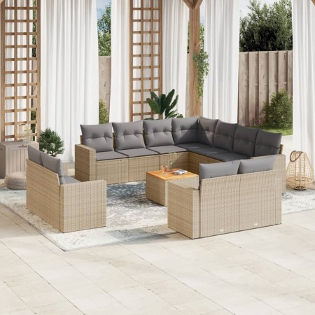 Juego de sofás jardín con cojines beige mezcla 12 pzas ratán PE de , Conjuntos de jardín - Ref: Foro24-3256717, Precio: 948,1...