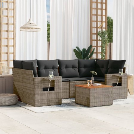 Set de sofás de jardín 7 piezas con cojines ratán PE gris de , Conjuntos de jardín - Ref: Foro24-3256795, Precio: 450,79 €, D...
