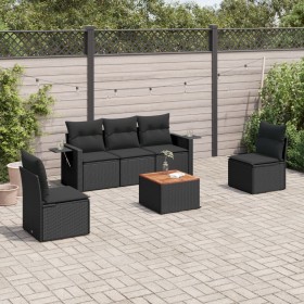 Set de sofás de jardín 6 piezas y cojines ratán sintético negro de , Conjuntos de jardín - Ref: Foro24-3256832, Precio: 371,9...