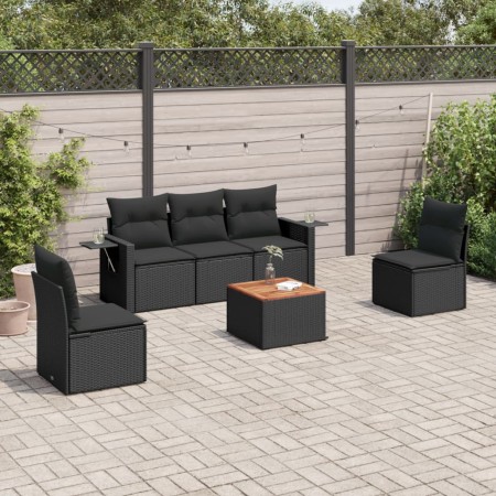 Set de sofás de jardín 6 piezas y cojines ratán sintético negro de , Conjuntos de jardín - Ref: Foro24-3256832, Precio: 371,9...