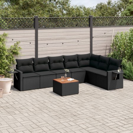 Set de sofás de jardín 8 piezas y cojines ratán sintético negro de , Conjuntos de jardín - Ref: Foro24-3256923, Precio: 514,9...