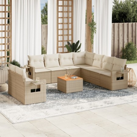 Juego de sofás jardín con cojines beige 10 pzas ratán sintético de , Conjuntos de jardín - Ref: Foro24-3256961, Precio: 736,4...