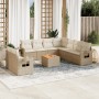 Juego de sofás jardín con cojines beige 10 pzas ratán sintético de , Conjuntos de jardín - Ref: Foro24-3256961, Precio: 736,4...