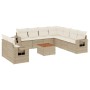 Juego de sofás jardín con cojines beige 10 pzas ratán sintético de , Conjuntos de jardín - Ref: Foro24-3256961, Precio: 736,4...