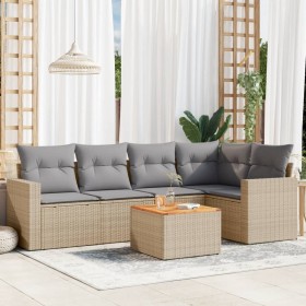 Juego de sofás jardín con cojines beige mezcla 6 pzas ratán PE de , Conjuntos de jardín - Ref: Foro24-3256885, Precio: 420,74...