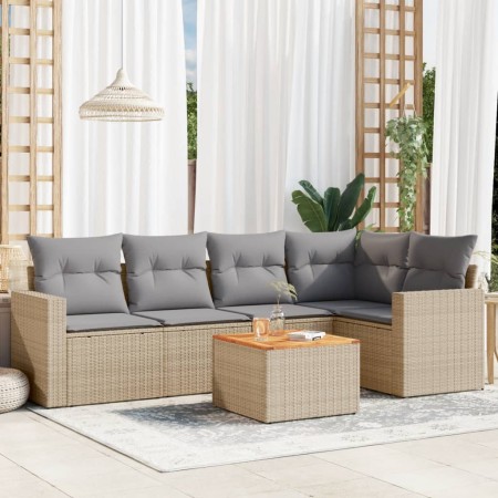 Juego de sofás jardín con cojines beige mezcla 6 pzas ratán PE de , Conjuntos de jardín - Ref: Foro24-3256885, Precio: 420,74...