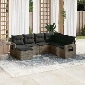 Set de sofás de jardín 7 piezas con cojines ratán PE gris de , Conjuntos de jardín - Ref: Foro24-3252837, Precio: 443,19 €, D...