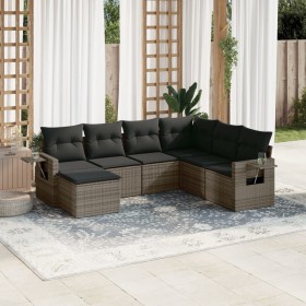 Set de sofás de jardín 7 piezas con cojines ratán PE gris de , Conjuntos de jardín - Ref: Foro24-3252837, Precio: 457,00 €, D...