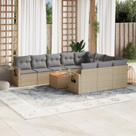 Juego de sofás jardín con cojines beige mezcla 11 pzas ratán PE de , Conjuntos de jardín - Ref: Foro24-3257074, Precio: 681,3...