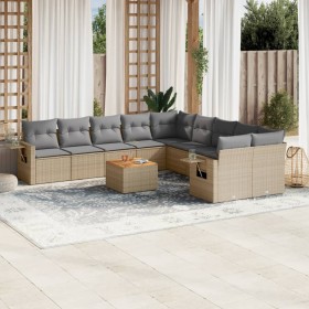 Juego de sofás jardín con cojines beige mezcla 11 pzas ratán PE de , Conjuntos de jardín - Ref: Foro24-3257088, Precio: 681,3...
