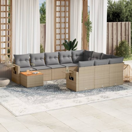 Juego de sofás jardín con cojines beige mezcla 11 pzas ratán PE de , Conjuntos de jardín - Ref: Foro24-3257081, Precio: 681,3...
