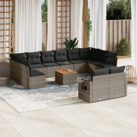 Set sofás de jardín con cojines 13 piezas ratán sintético gris de , Conjuntos de jardín - Ref: Foro24-3257131, Precio: 837,44...