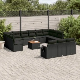 Set sofás de jardín 14 pzas con cojines ratán sintético negro de , Conjuntos de jardín - Ref: Foro24-3257133, Precio: 876,84 ...