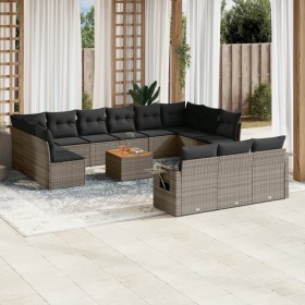 Set de sofás de jardín 14 pzas con cojines ratán sintético gris de , Conjuntos de jardín - Ref: Foro24-3257138, Precio: 834,5...