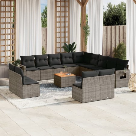 Set de sofás de jardín 14 pzas con cojines ratán sintético gris de , Conjuntos de jardín - Ref: Foro24-3257152, Precio: 865,2...