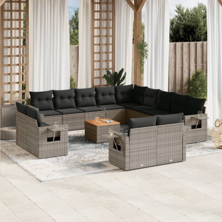 Set de sofás de jardín 14 pzas con cojines ratán sintético gris de , Conjuntos de jardín - Ref: Foro24-3257173, Precio: 982,7...