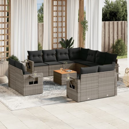 Set de sofás de jardín 12 pzas con cojines ratán sintético gris de , Conjuntos de jardín - Ref: Foro24-3257159, Precio: 863,3...