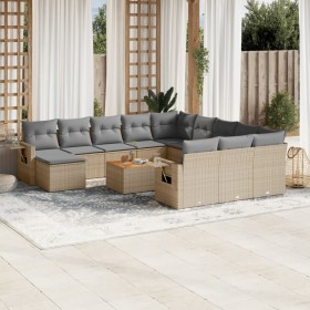 Juego de sofás jardín con cojines beige mezcla 13 pzas ratán PE de , Conjuntos de jardín - Ref: Foro24-3257200, Precio: 875,7...
