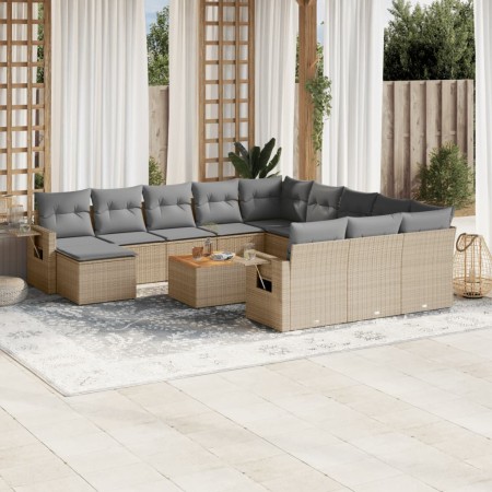 Juego de sofás jardín con cojines beige mezcla 13 pzas ratán PE de , Conjuntos de jardín - Ref: Foro24-3257200, Precio: 875,7...