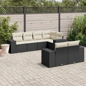 Set de comedor de jardín 7 pzas y cojines ratán sintético negro de , Conjuntos de jardín - Ref: Foro24-3255143, Precio: 509,5...
