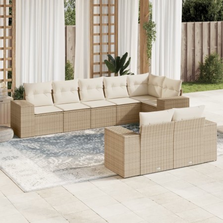 Juego de sofás de jardín con cojines beige 8 pzas ratán PE de , Conjuntos de jardín - Ref: Foro24-3255155, Precio: 634,61 €, ...