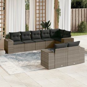 Set de sofás de jardín 8 pzas y cojines ratán sintético gris de , Conjuntos de jardín - Ref: Foro24-3255157, Precio: 585,46 €...