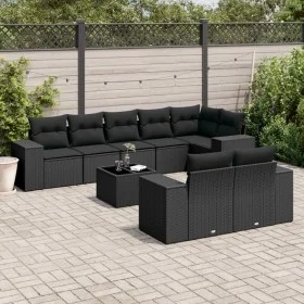 Set de sofás de jardín 8 piezas y cojines ratán sintético negro de , Conjuntos de jardín - Ref: Foro24-3255162, Precio: 638,9...