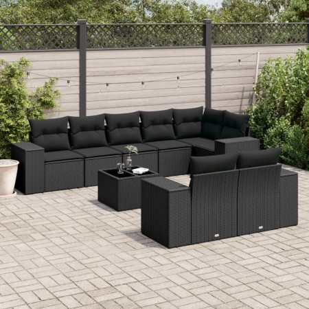 Set de sofás de jardín 8 piezas y cojines ratán sintético negro de , Conjuntos de jardín - Ref: Foro24-3255162, Precio: 638,3...