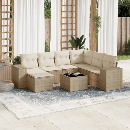 Juego de sofás de jardín con cojines beige 8 pzas ratán PE de , Conjuntos de jardín - Ref: Foro24-3255245, Precio: 547,31 €, ...