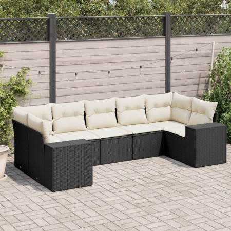 Set de comedor de jardín 7 pzas y cojines ratán sintético negro de , Conjuntos de jardín - Ref: Foro24-3255323, Precio: 459,6...
