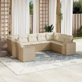 Set de sofás de jardín 9 pzas con cojines ratán sintético beige de , Conjuntos de jardín - Ref: Foro24-3255335, Precio: 689,9...