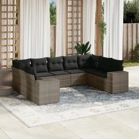 Set de muebles de jardín 9 pzas y cojines ratán sintético gris by , Garden sets - Ref: Foro24-3255337, Price: 574,58 €, Disco...