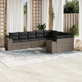 Set de muebles de jardín 9 pzas y cojines ratán sintético gris de , Conjuntos de jardín - Ref: Foro24-3255377, Precio: 582,89...