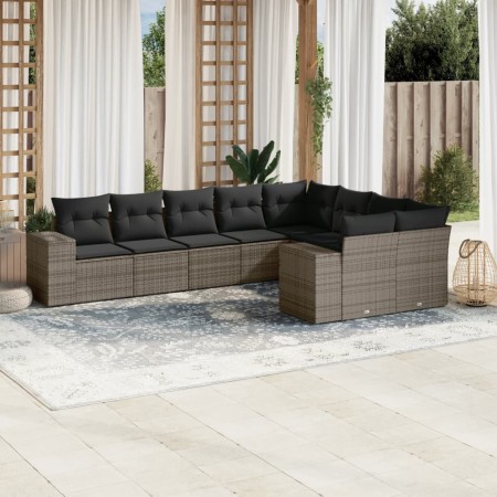 Set de muebles de jardín 9 pzas y cojines ratán sintético gris de , Conjuntos de jardín - Ref: Foro24-3255377, Precio: 582,89...