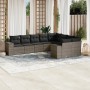 Set de muebles de jardín 9 pzas y cojines ratán sintético gris de , Conjuntos de jardín - Ref: Foro24-3255377, Precio: 582,89...