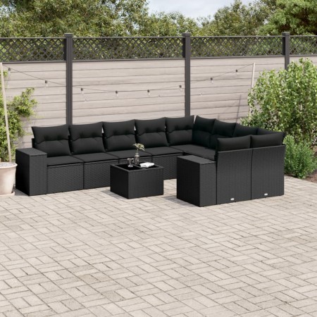 Set de sofás de jardín 10 pzas cojines ratán sintético negro de , Conjuntos de jardín - Ref: Foro24-3255382, Precio: 668,73 €...