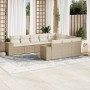Juego de sofás jardín con cojines beige 10 pzas ratán sintético de , Conjuntos de jardín - Ref: Foro24-3255425, Precio: 677,9...