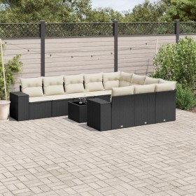 Set de sofás de jardín 11 pzas y cojines ratán sintético negro de , Conjuntos de jardín - Ref: Foro24-3255433, Precio: 655,49...