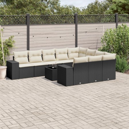Set de sofás de jardín 11 pzas y cojines ratán sintético negro de , Conjuntos de jardín - Ref: Foro24-3255433, Precio: 655,49...