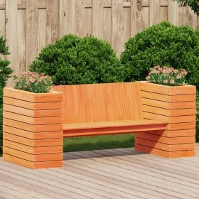Banco con jardineras madera de pino marrón cera 167,5x60x65 cm by , Outdoor sofas - Ref: Foro24-844643, Price: 210,12 €, Disc...