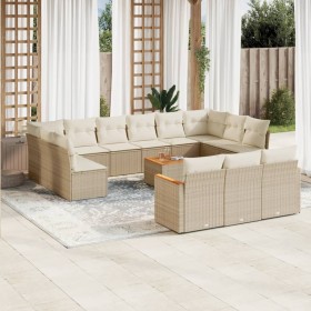 Set sofás de jardín 14 pzas con cojines ratán sintético beige de , Conjuntos de jardín - Ref: Foro24-3226464, Precio: 878,84 ...